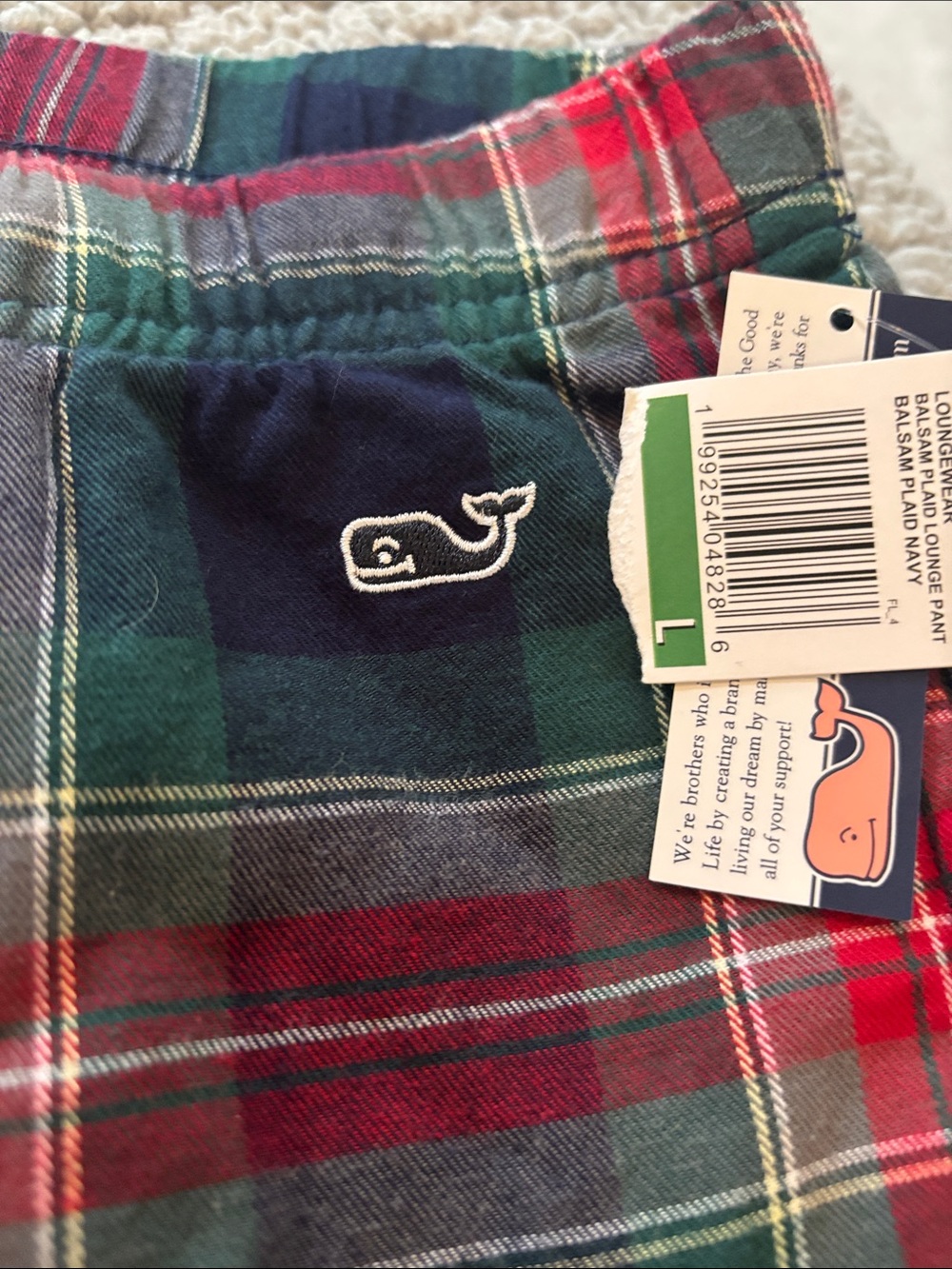 NWT Vineyard Vines Red, Green & Navy Plaid Pajama Pants - Picture 2 of 3
